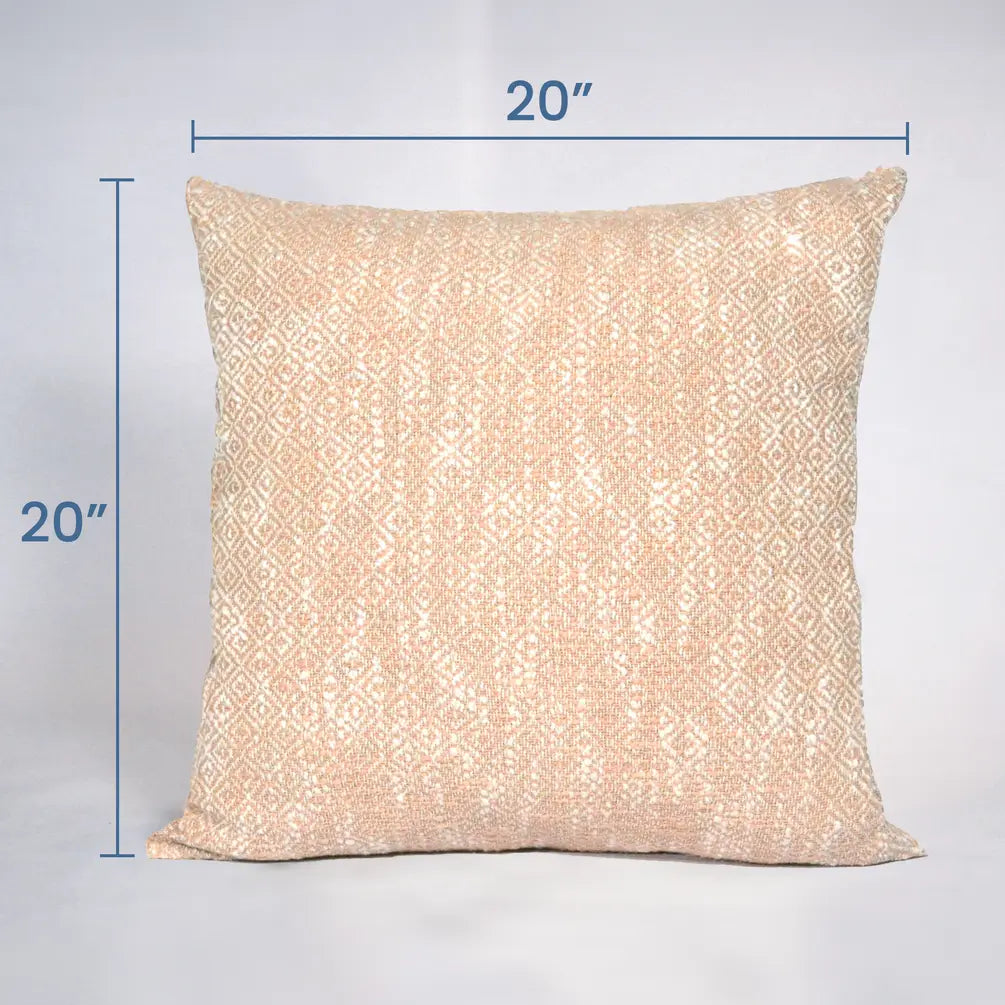 Diamond Weave Cotton Pillow Cover (All over weave) 20"x20", Beige & Offwhite