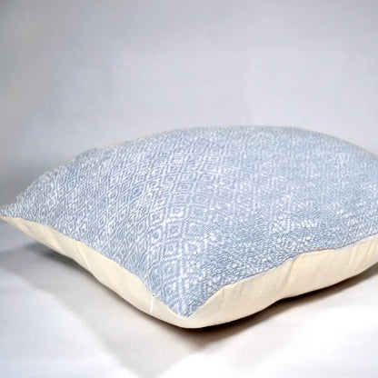 Diamond Weave Cotton Pillow Cover (All over weave) 20"x20", Cool Blue & Offwhite