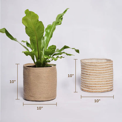 Nesting Jute Planter Set of 3  (with waterproof poly lining) - 12"10"x8"