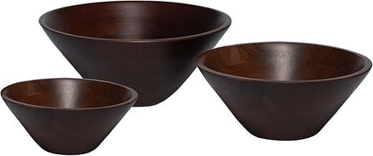 Bowls Plain Acacia - 12x5", 10x4", 8x3", Set of 3, Walnut