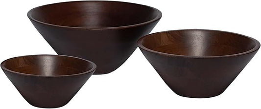 Bowls Plain Acacia - 12x5", 10x4", 8x3", Set of 3, Walnut