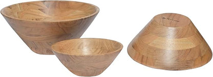 Bowls Plain Acacia - D- 12x B-5", D-10xB-4",D- 8x3", Set of 3 - Natural