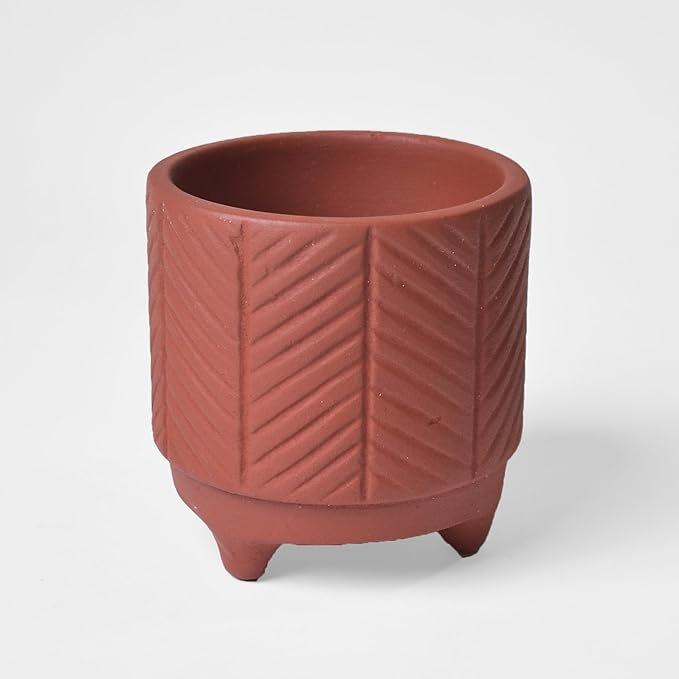 Boho Terracotta Chevron Planter – 4 Inch Indoor Pot