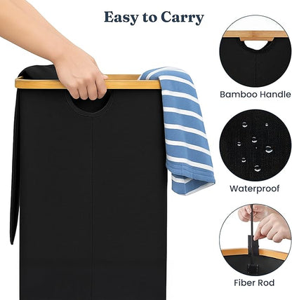 India wholesale co 85L Slim Laundry Hamper with Lid & Handles, black