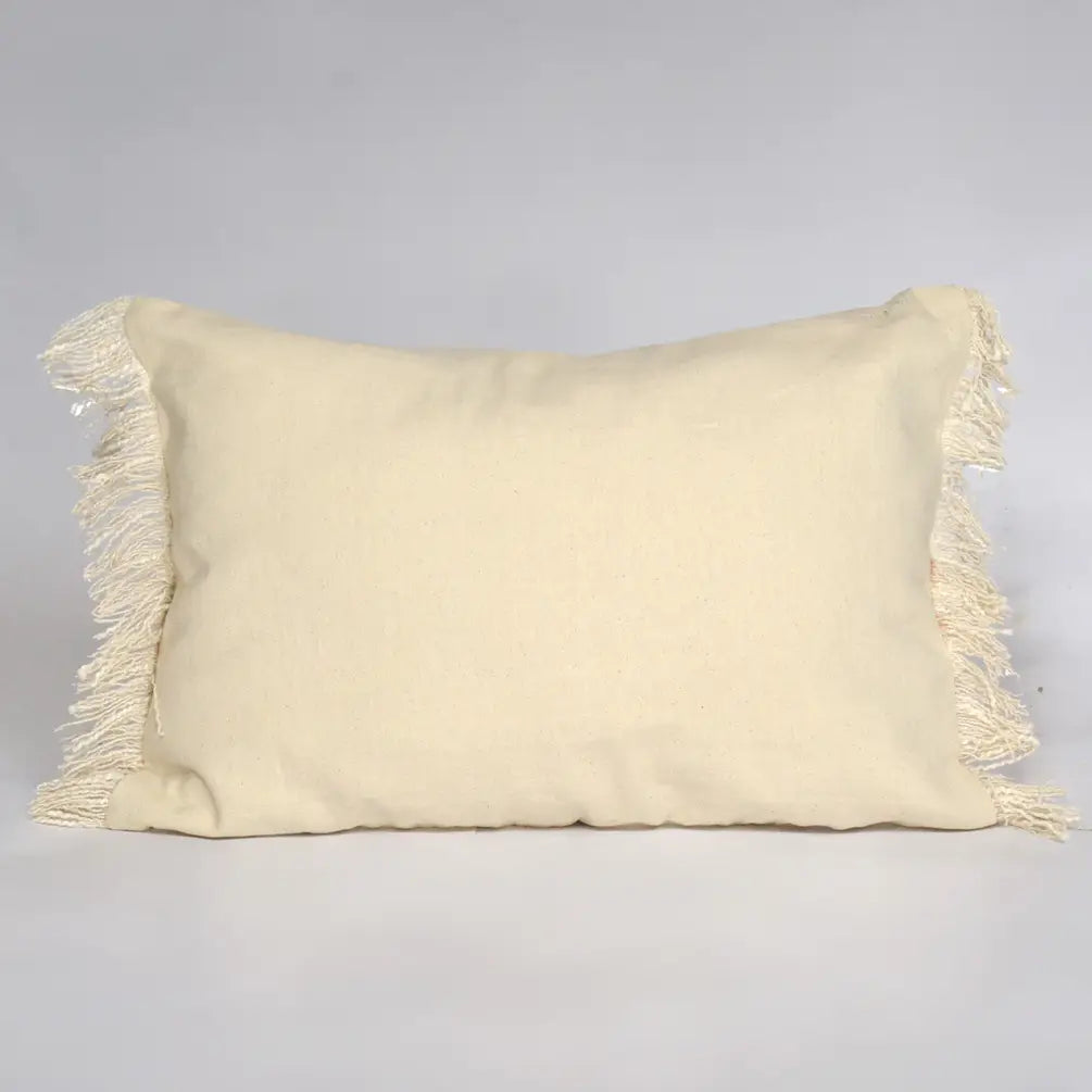 Diamond Weave Cotton Pillow Cover (Half & half) 14"x20", Beige & Offwhite