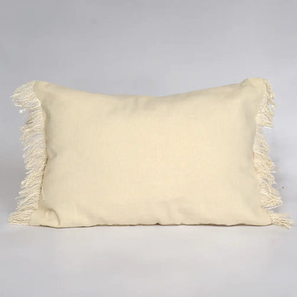 Diamond Weave Cotton Pillow Cover (Half & half) 14"x20", Beige & Offwhite