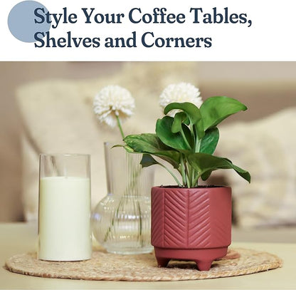 Boho Terracotta Chevron Planter – 4 Inch Indoor Pot