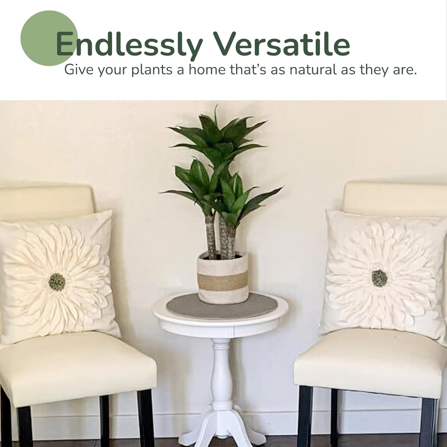 Jute Planters with Poly-Lining Set of 4 White/Natural Jute in 2 patterns X2 6.5x6.5x6"