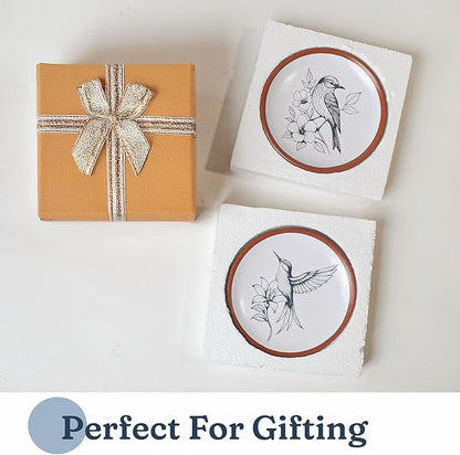 Hummingbird Terracotta Wall Plates Set of 2 – 8 Inch Décor