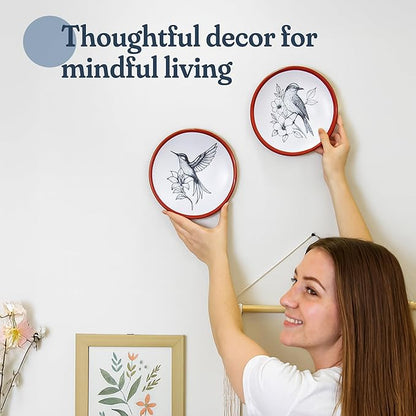 Hummingbird Terracotta Wall Plates Set of 2 – 8 Inch Décor