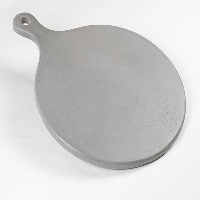 Round Paddle Server Gray Mango Wood 16"x12"