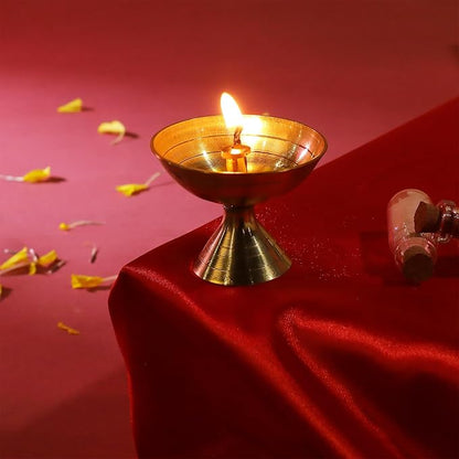 Rust-Resistant Brass Oil Diya for Puja, Temple & Festive Decoration