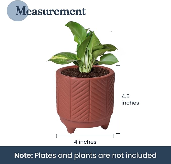 Boho Terracotta Chevron Planter – 4 Inch Indoor Pot