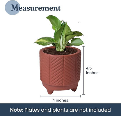Boho Terracotta Chevron Planter – 4 Inch Indoor Pot