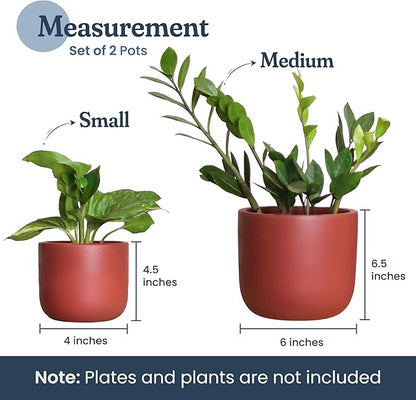 Terracotta Pot Set of 2 – 4'' & 6'' Clay Planters