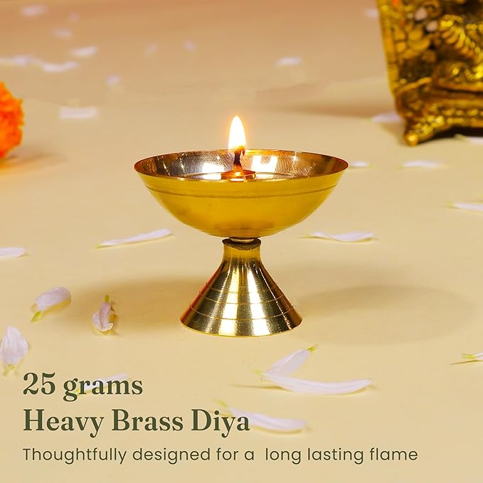Rust-Resistant Brass Oil Diya for Puja, Temple & Festive Decoration