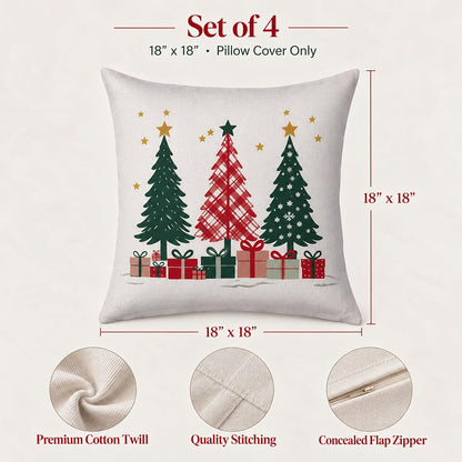 Christmas 18x18 Pillow Cover Set of 4 Cushion Cover