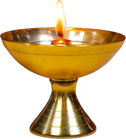 Rust-Resistant Brass Oil Diya for Puja, Temple & Festive Decoration