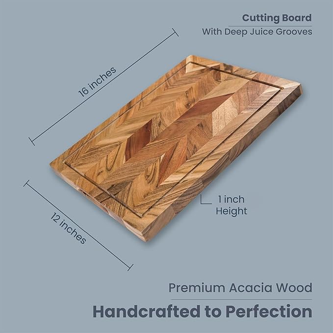 Chopping Board Acacia - Rectangle Chevron- 16"x12x1.5"