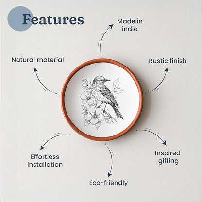 Hummingbird Terracotta Wall Plates Set of 2 – 8 Inch Décor