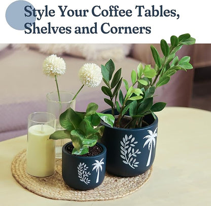 Blue Terracotta Planter Set of 2 – 4” & 6” Pots