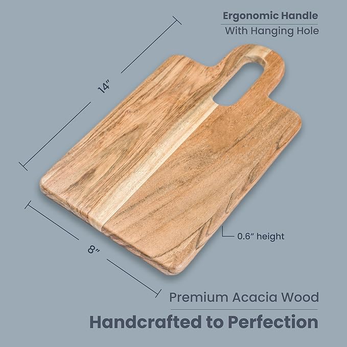 Long Groove Acacia Rectangle Board - 14"x8"-Natural