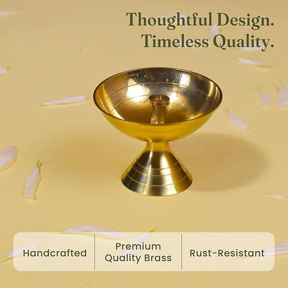 Rust-Resistant Brass Oil Diya for Puja, Temple & Festive Decoration