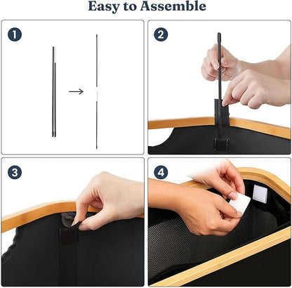 India wholesale co 85L Slim Laundry Hamper with Lid & Handles, black