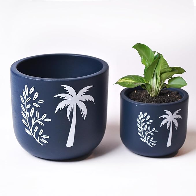 Blue Terracotta Planter Set of 2 – 4” & 6” Pots