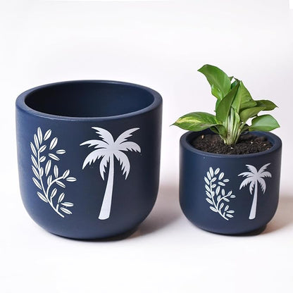 Blue Terracotta Planter Set of 2 – 4” & 6” Pots