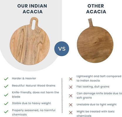 Long Groove Acacia Round Board - 15"x12" - Natural