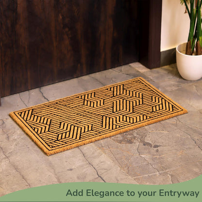 Geometric Coir Welcome Doormat – Non-Slip Indoor Outdoor Rug
