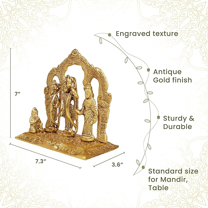 Ram Darbar Idol, handcrafted with Antique Gold Finish, Set of 1 - India Wholesale Co.