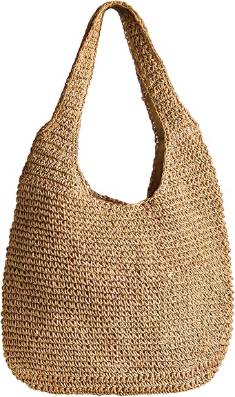 India Wholesale Large Boho Straw Tote Bag with Zipper, 16x12.5 inch