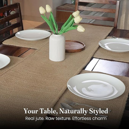 Jute Table Placemat, Plain Jute, Set of 6, 18x12"