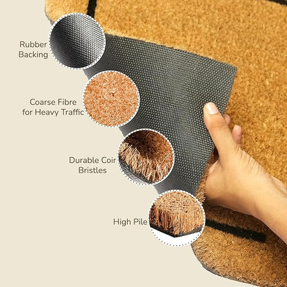 Coir Mats Welcome with Border 17X30" -Beige/Black