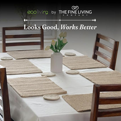 Jute Table Placemat, Plain Jute, Set of 6, 18x12"