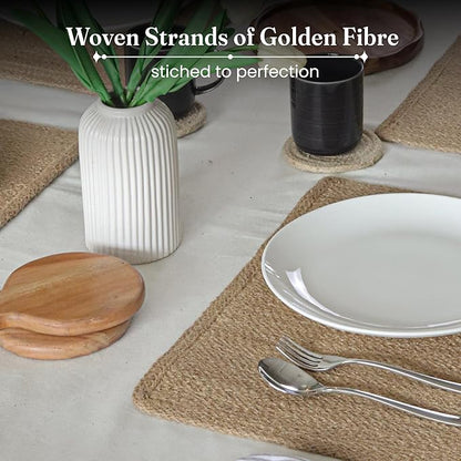 Jute Table Placemat, Plain Jute, Set of 6, 18x12"