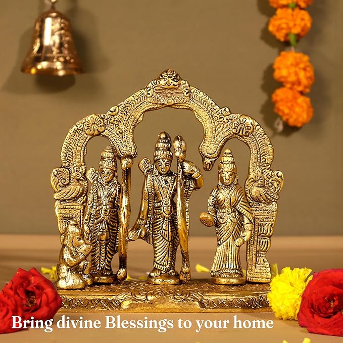 Ram Darbar Idol, handcrafted with Antique Gold Finish, Set of 1 - India Wholesale Co.