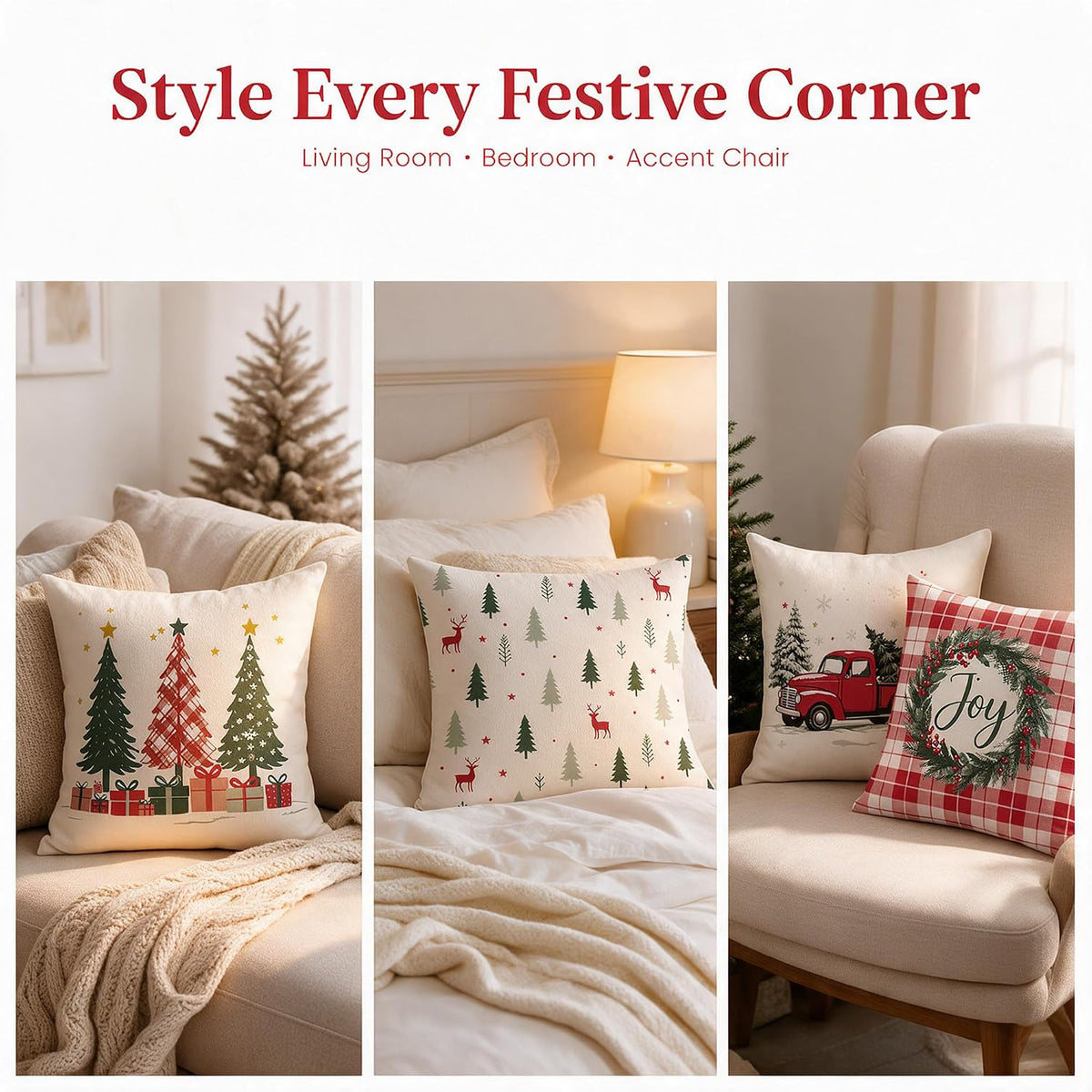Christmas 18x18 Pillow Cover Set of 4 Cushion Cover