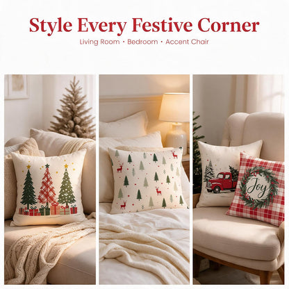 Christmas 18x18 Pillow Cover Set of 4 Cushion Cover