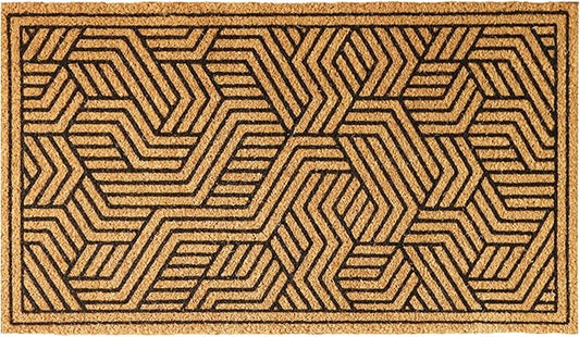 Geometric Coir Welcome Doormat – Non-Slip Indoor Outdoor Rug