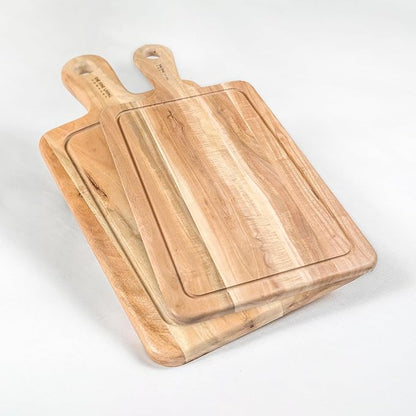 Neem Chopping Board-Long Handle 20X10" and 16X8", Set of 2