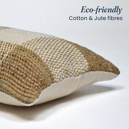 Jute Braided Decorative Pillow Cover, 18 x 18 inch, Natural & Ivory - India Wholesale Co.