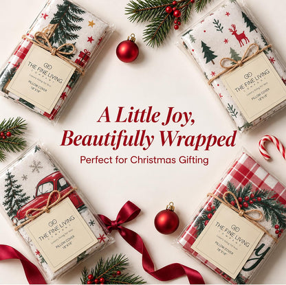 Christmas Joy Throw Cushion Cover – Home Decor, 18", 2Pcs, White