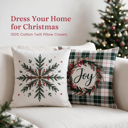 Christmas Joy Throw Cushion Cover – Home Decor, 18", 2Pcs, White