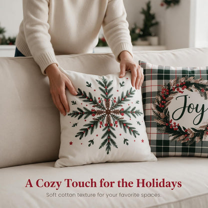 Christmas Joy Throw Cushion Cover – Home Decor, 18", 2Pcs, White
