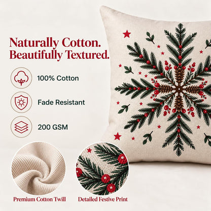 Christmas Joy Throw Cushion Cover – Home Decor, 18", 2Pcs, White