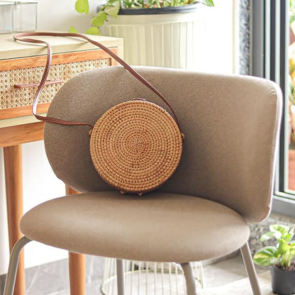 India Wholesale Rattan Round Boho Crossbody Bag for Women, 8x3 inch