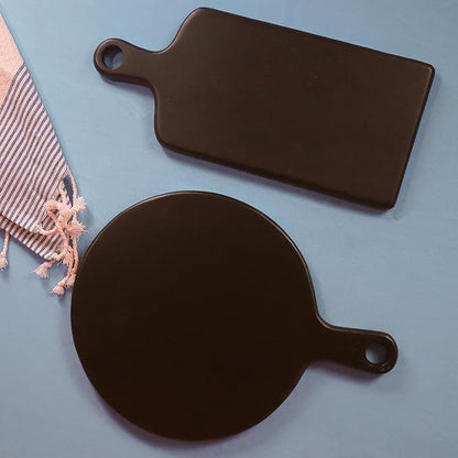 Round Paddle Server Black Oil Mango Wood 16"x12"